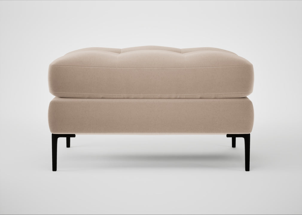 Eton Footstool Smart Velvet Pebble / Black