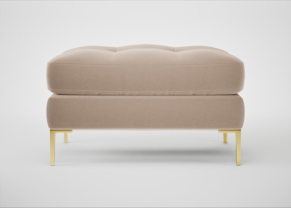 Eton Footstool Smart Velvet Pebble / Brass