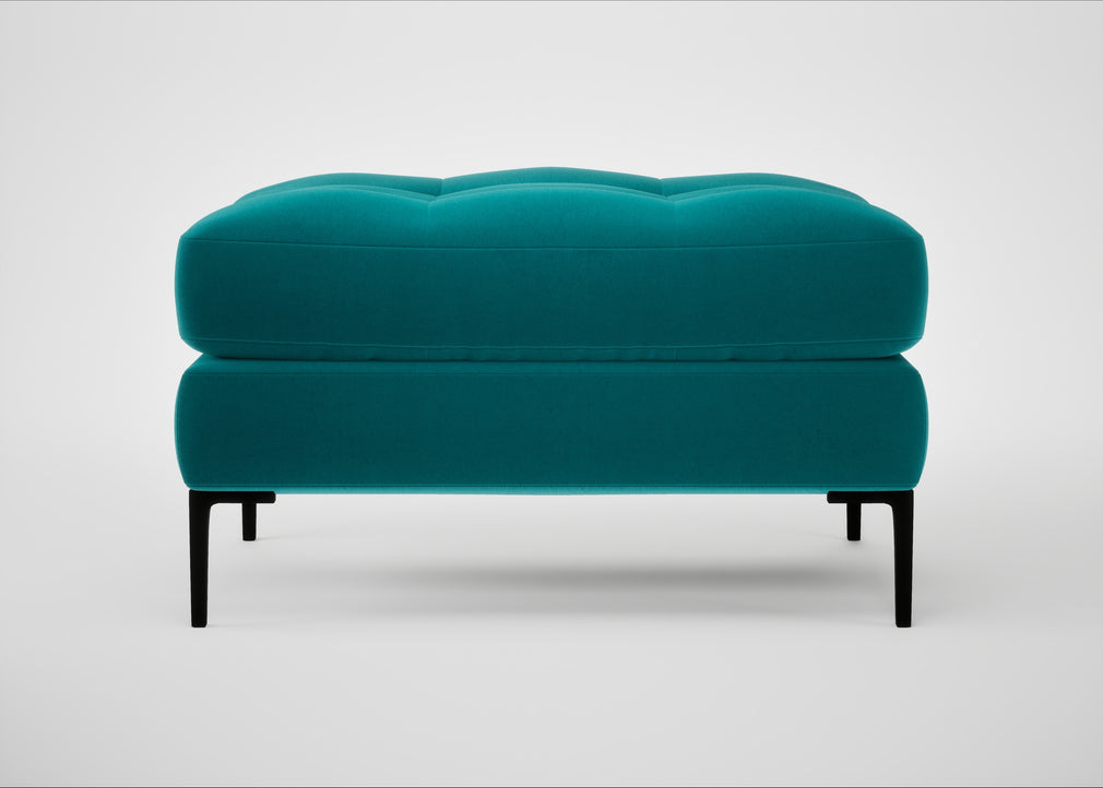 Eton Footstool Smart Velvet Petrol / Black