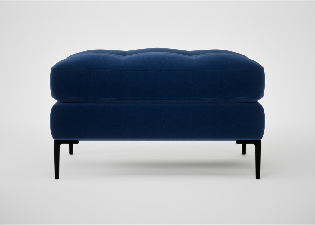 Eton Footstool Cotton Velvet Midnight / Black