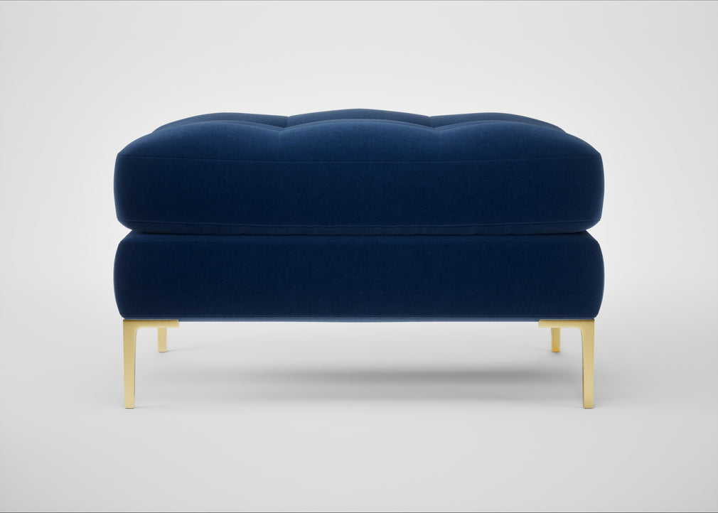 Eton Footstool Cotton Velvet Midnight / Brass