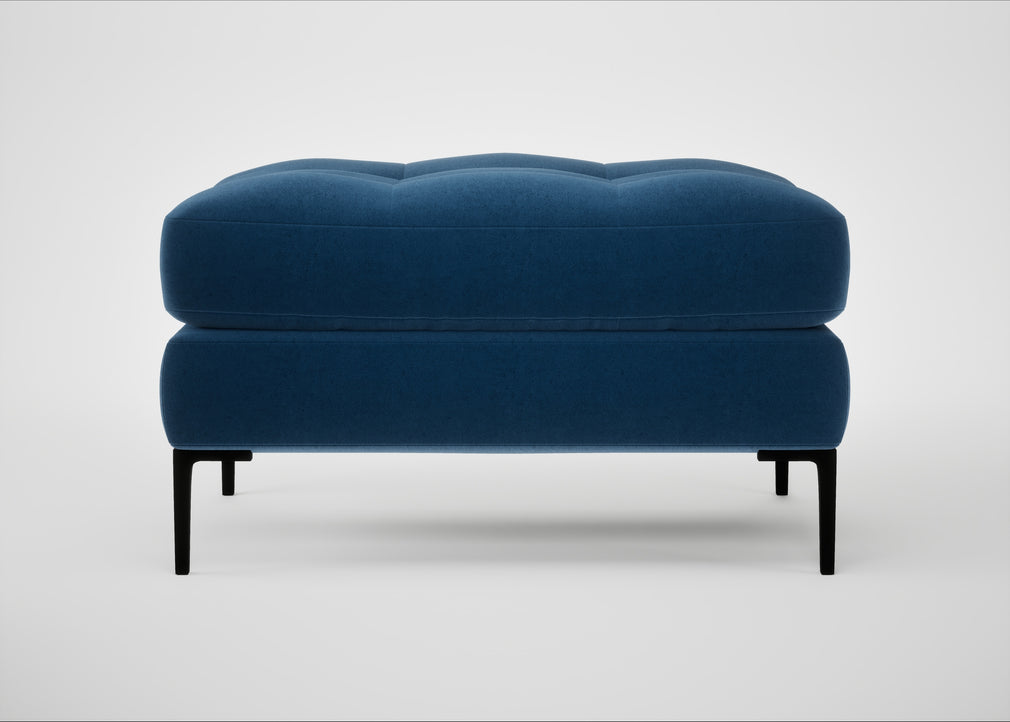 Eton Footstool Cotton Velvet Petrol / Black
