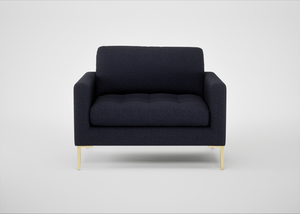 Eton Loveseat Boucle Indigo / Brass