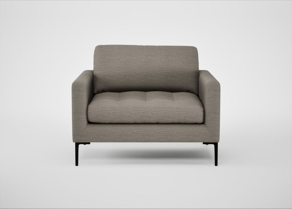 Eton Loveseat Broad Weave Pebble / Black