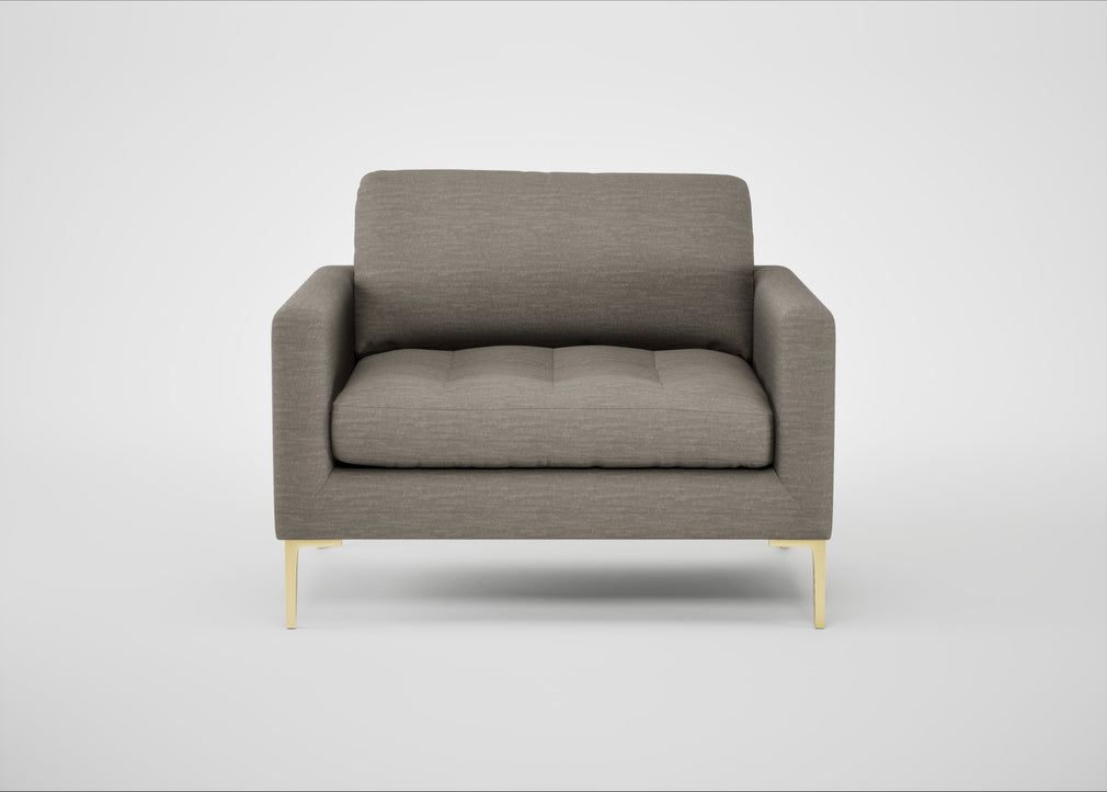 Eton Loveseat Broad Weave Pebble / Brass