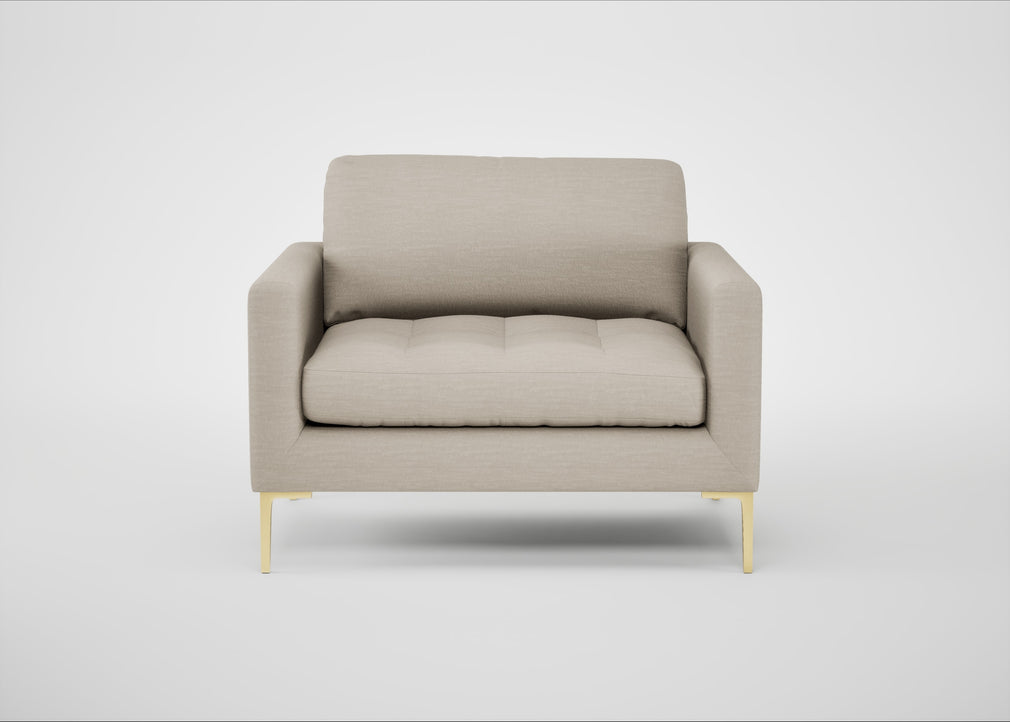 Eton Loveseat Broad Weave Putty / Brass