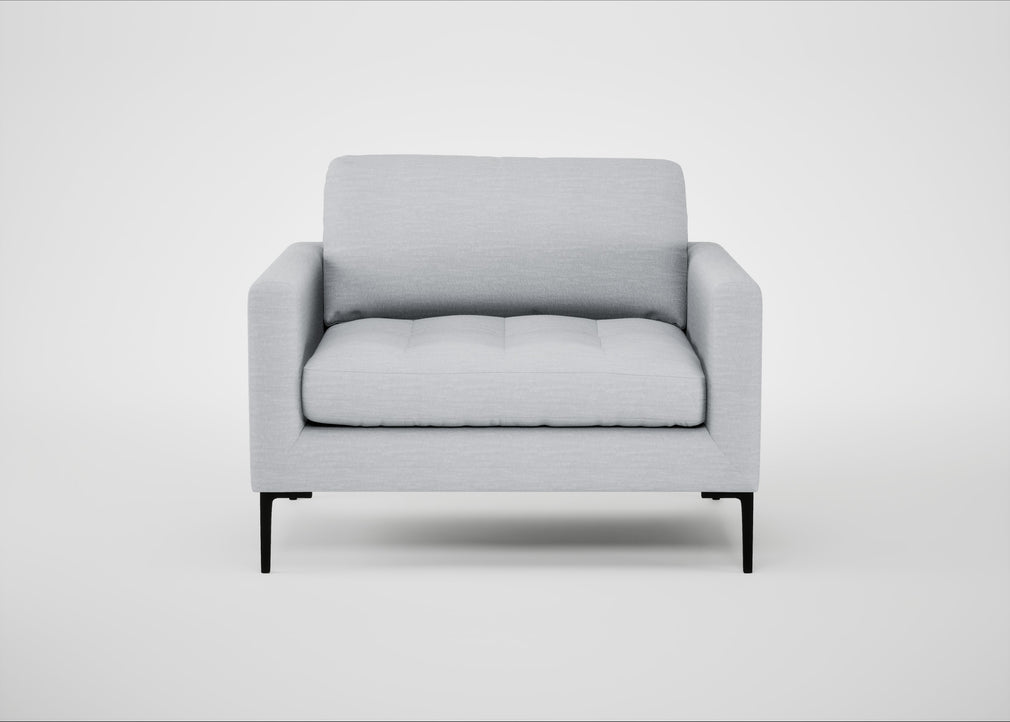 Eton Loveseat Broad Weave Tin / Black