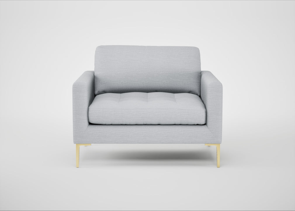 Eton Loveseat Broad Weave Tin / Brass
