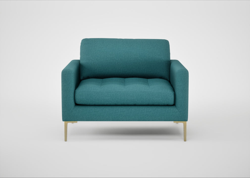 Eton Loveseat Brushed Cotton Cadet / Brass