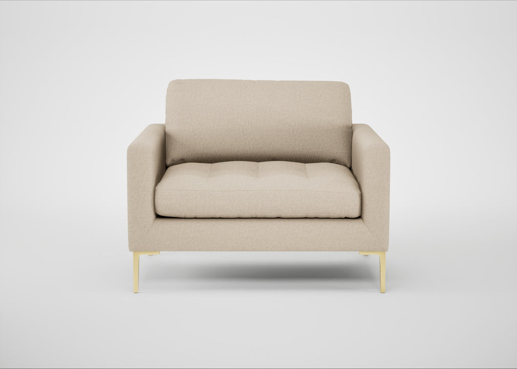 Eton Loveseat Brushed Cotton Oat / Brass