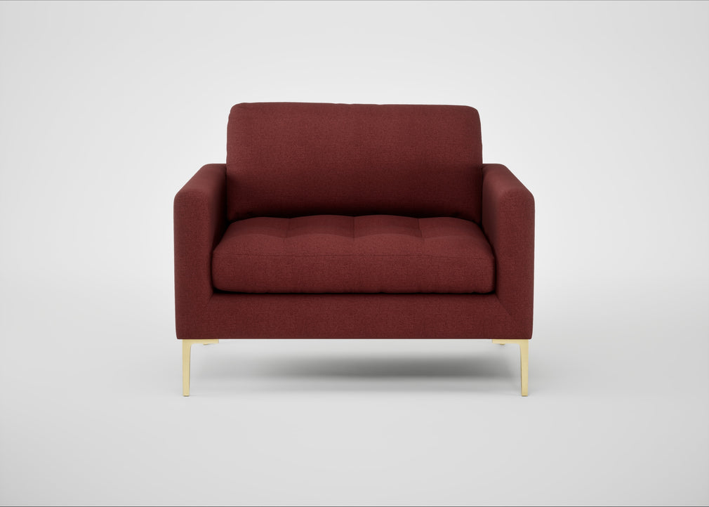 Eton Loveseat Capelo Linen-Cotton Etruscan Red / Brass
