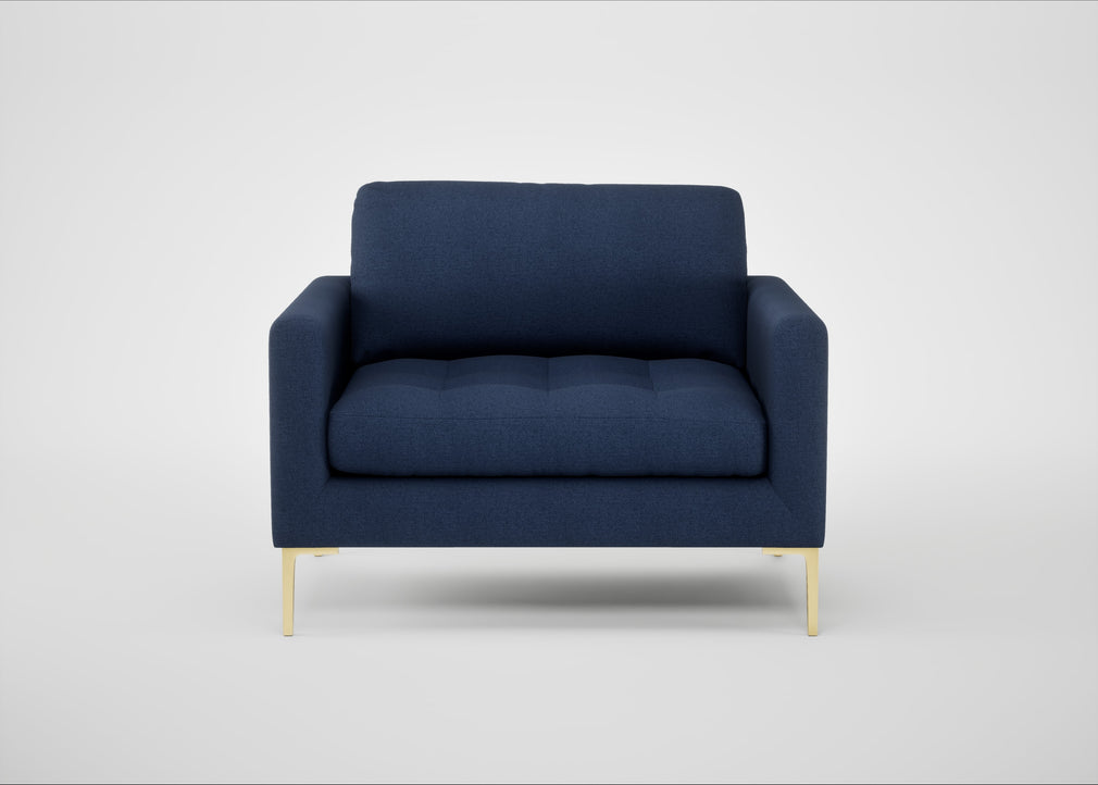 Eton Loveseat Capelo Linen-Cotton Inkspot / Brass