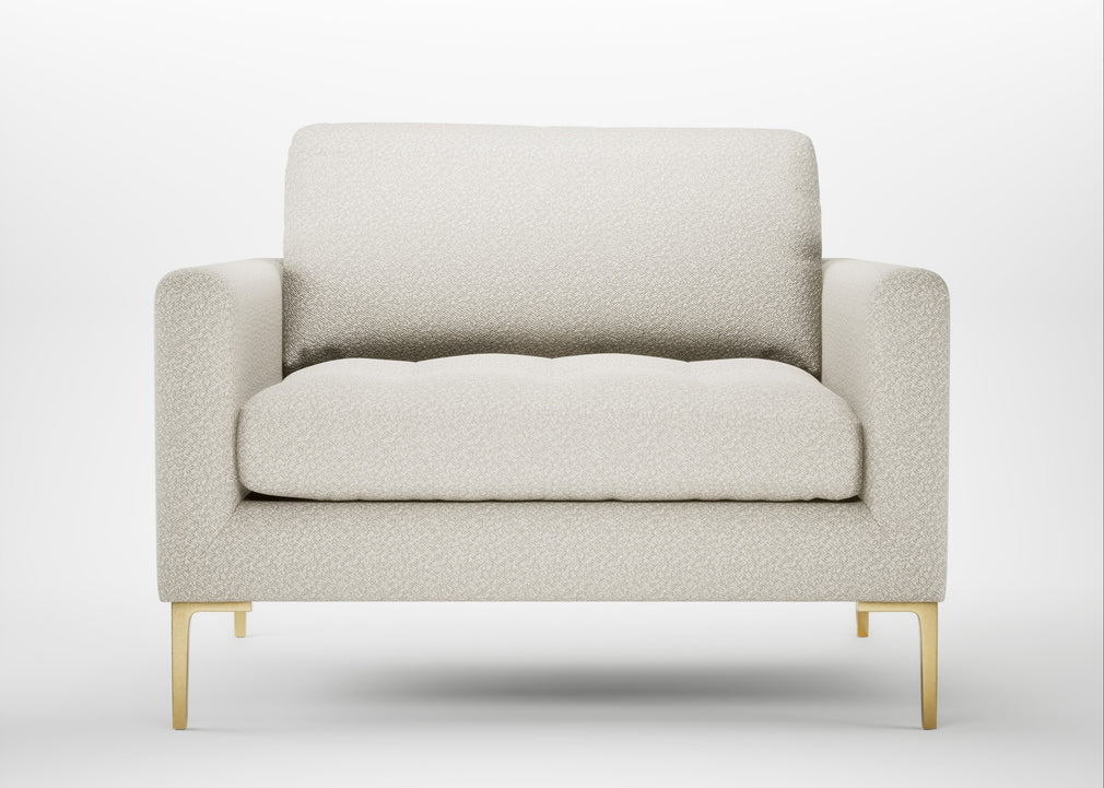 Eton Loveseat Chunky Boucle Ecru / Brass