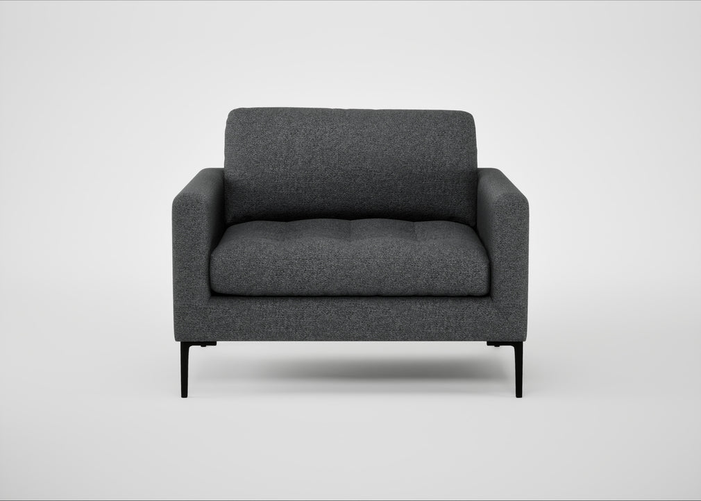 Eton Loveseat Melton Wool Granite / Black
