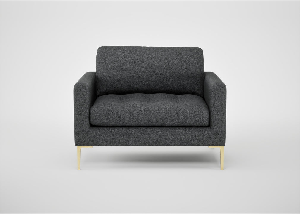 Eton Loveseat Melton Wool Granite / Brass
