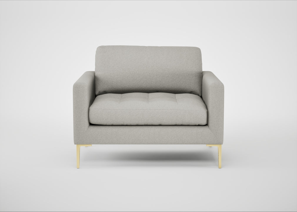 Eton Loveseat Melton Wool Limestone / Brass