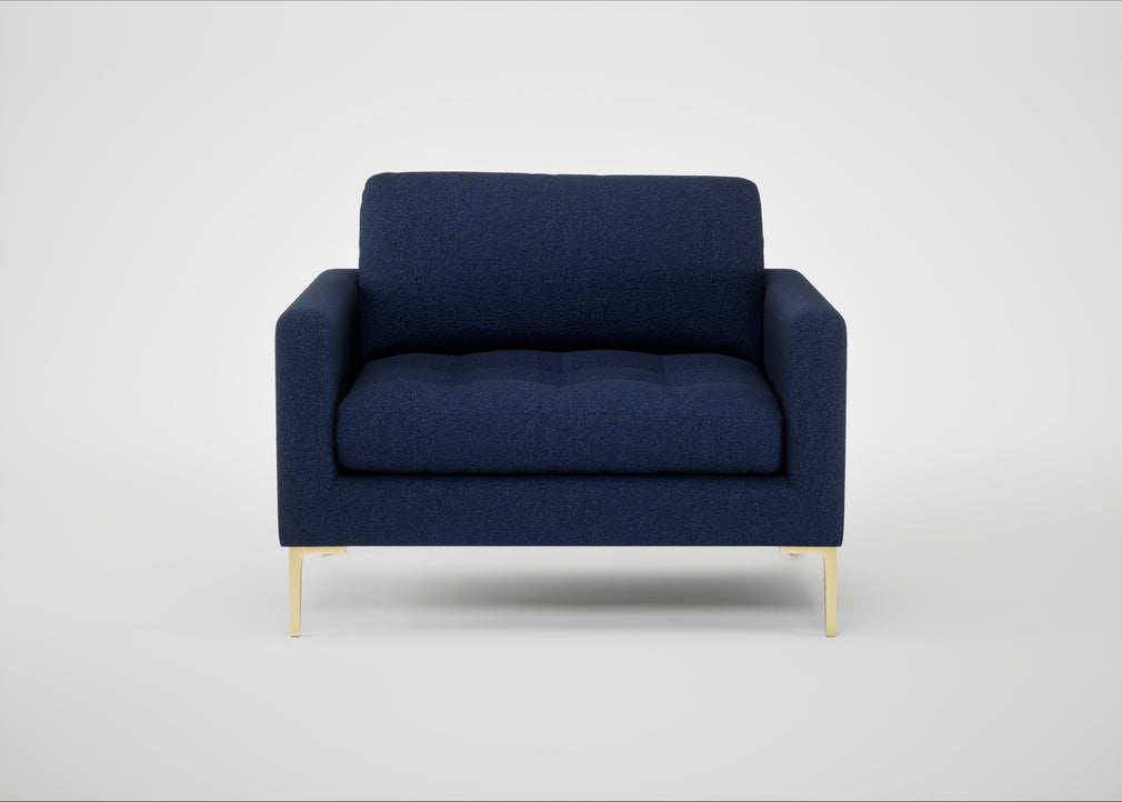 Eton Loveseat Melton Wool New Navy / Brass