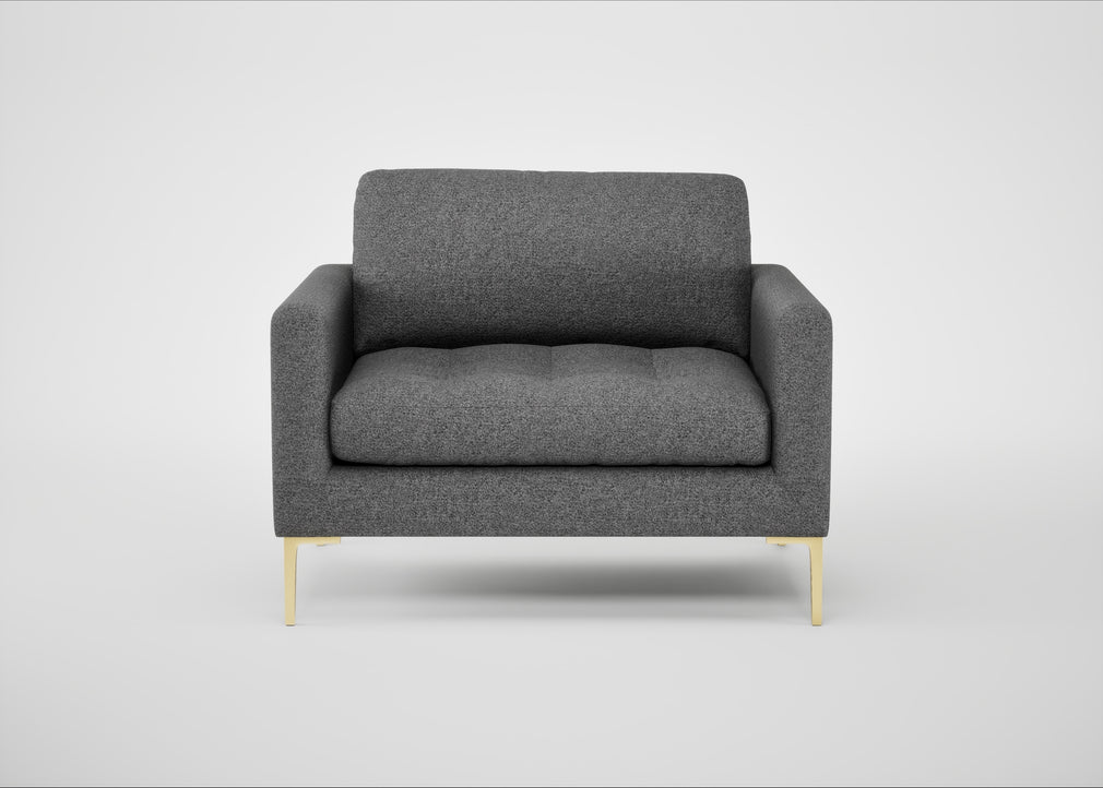 Eton Loveseat Melton Wool Shale / Brass
