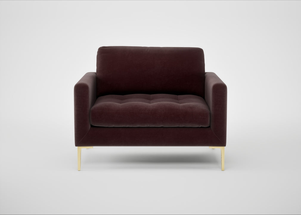 Eton Loveseat Smart Luxe Velvet Acorn / Brass