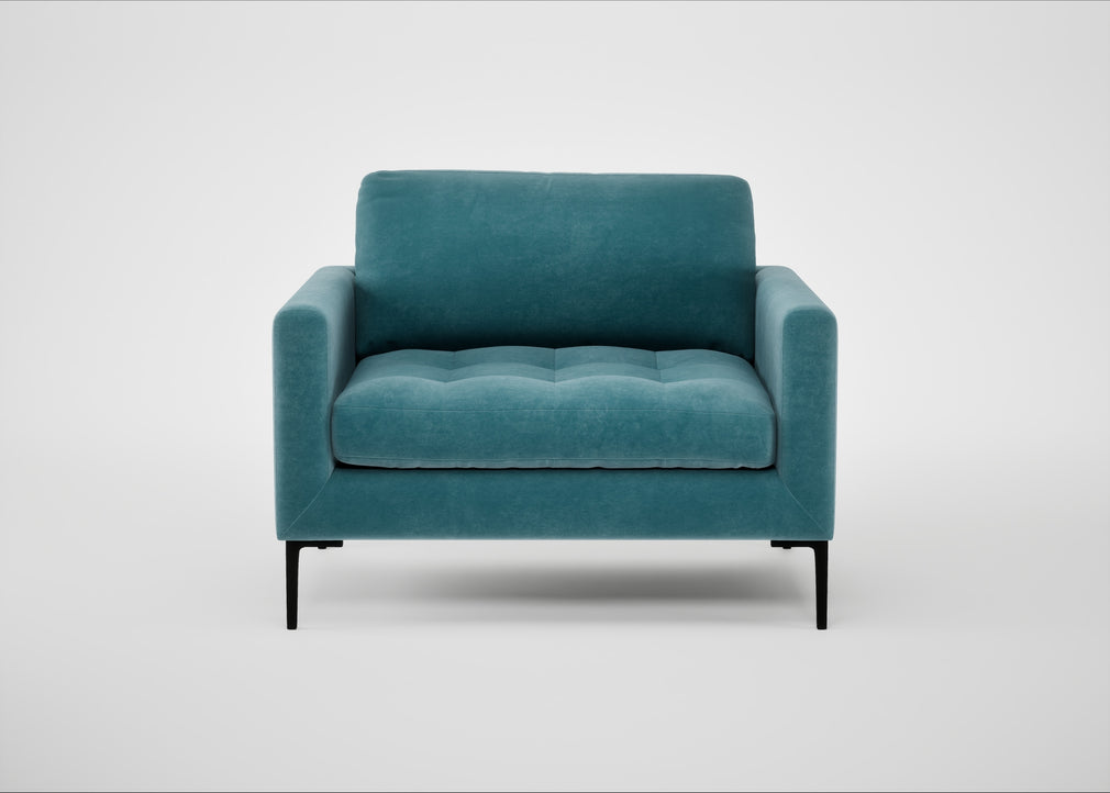 Eton Loveseat Smart Luxe Velvet Airforce Blue / Black