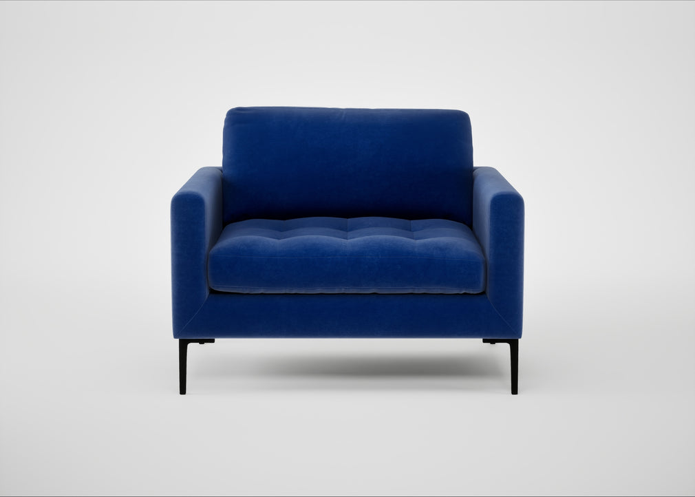 Eton Loveseat Smart Luxe Velvet Azure / Black
