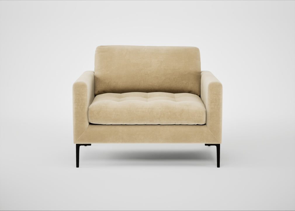 Eton Loveseat Smart Luxe Velvet Biscuit / Black