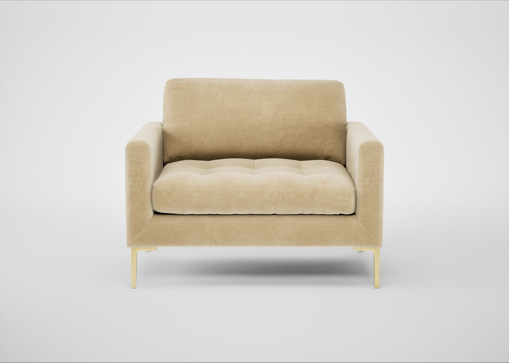 Eton Loveseat Smart Luxe Velvet Biscuit / Brass