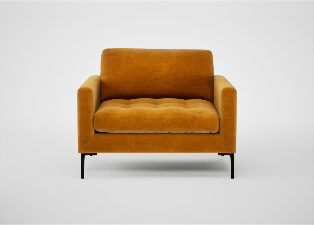 Eton Loveseat Smart Luxe Velvet Cognac / Black