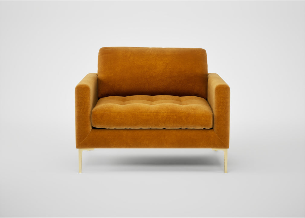 Eton Loveseat Smart Luxe Velvet Cognac / Brass