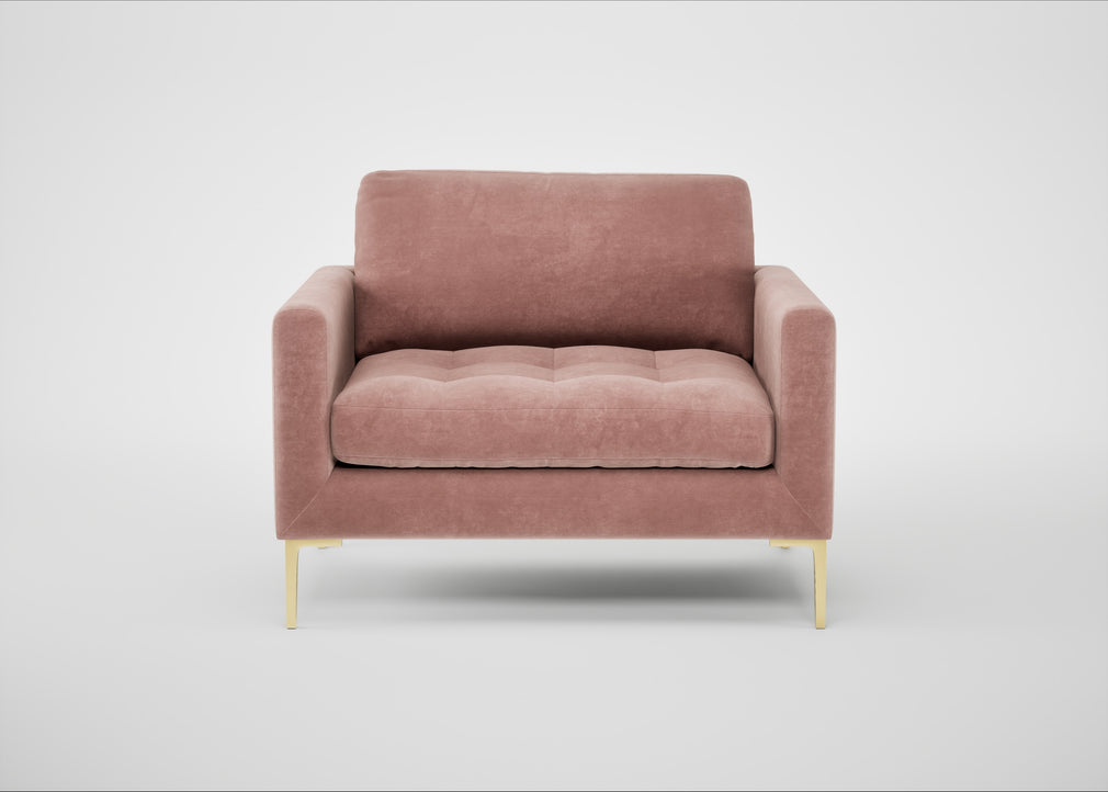 Eton Loveseat Smart Luxe Velvet Dusky Pink / Brass