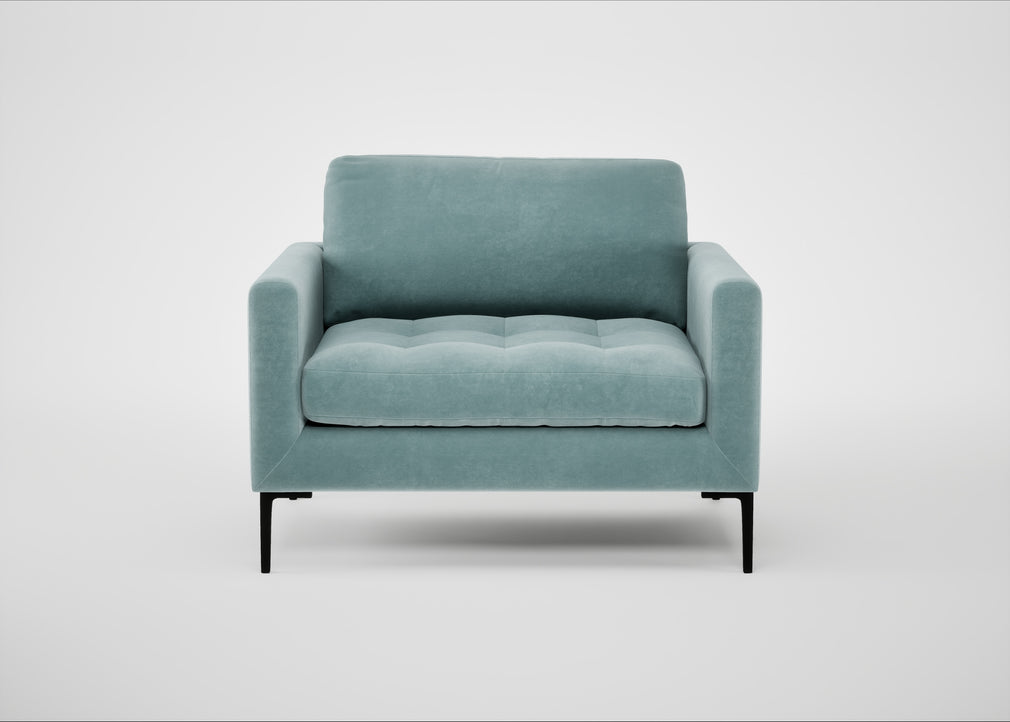 Eton Loveseat Smart Luxe Velvet Mineral Blue / Black