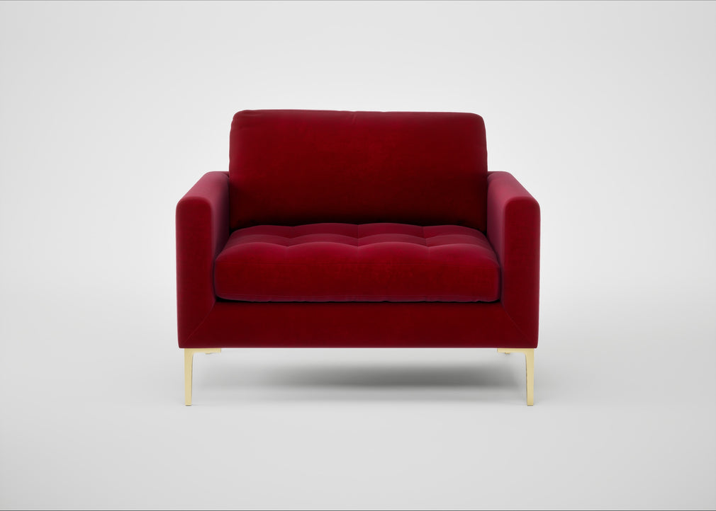 Eton Loveseat Smart Luxe Velvet Mulberry / Brass