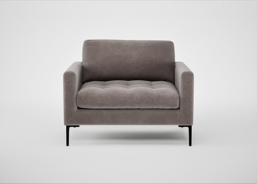Eton Loveseat Smart Luxe Velvet Mushroom / Black