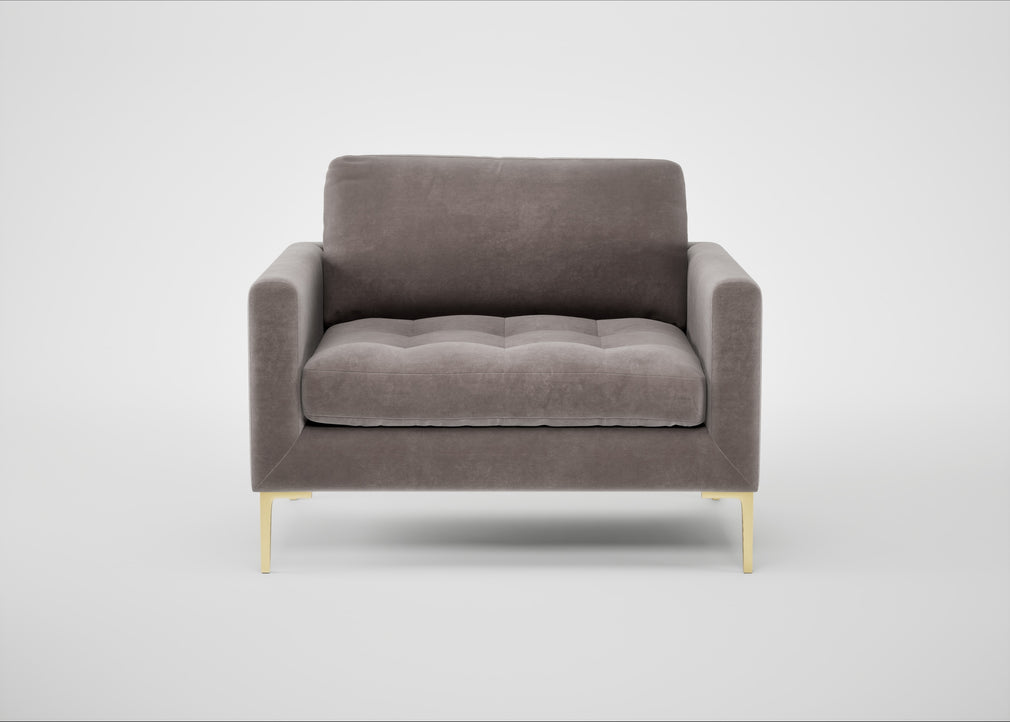Eton Loveseat Smart Luxe Velvet Mushroom / Brass