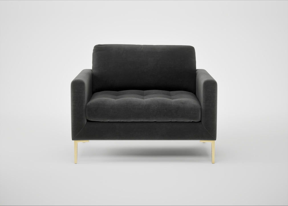 Eton Loveseat Smart Luxe Velvet Nickel / Brass