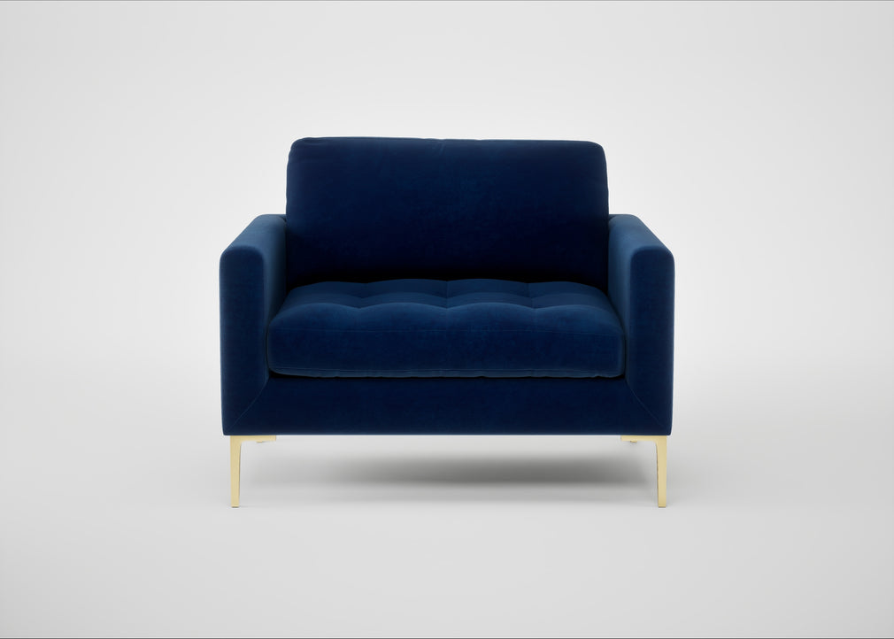 Eton Loveseat Smart Velvet Dusk / Brass