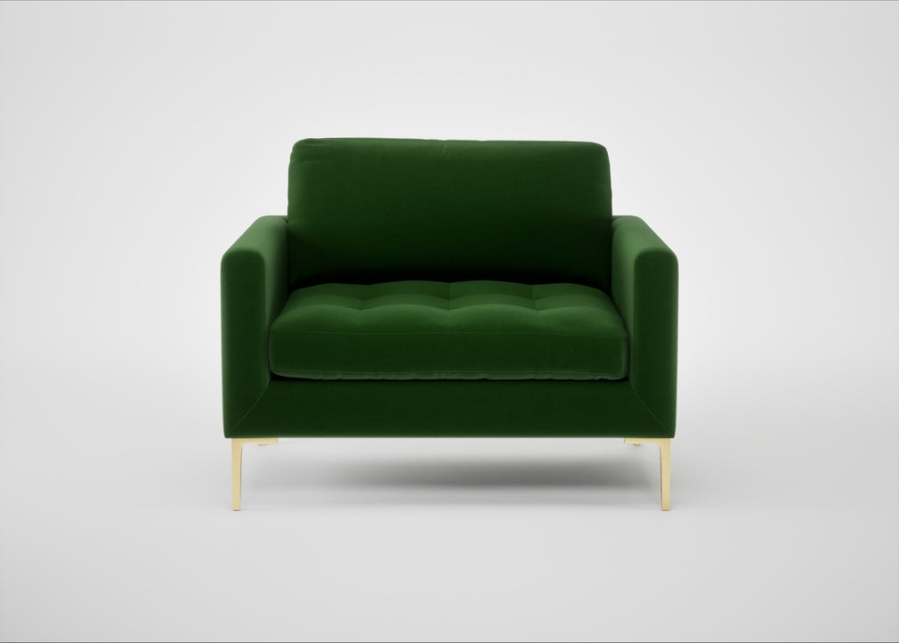 Eton Loveseat Smart Velvet Forest / Brass