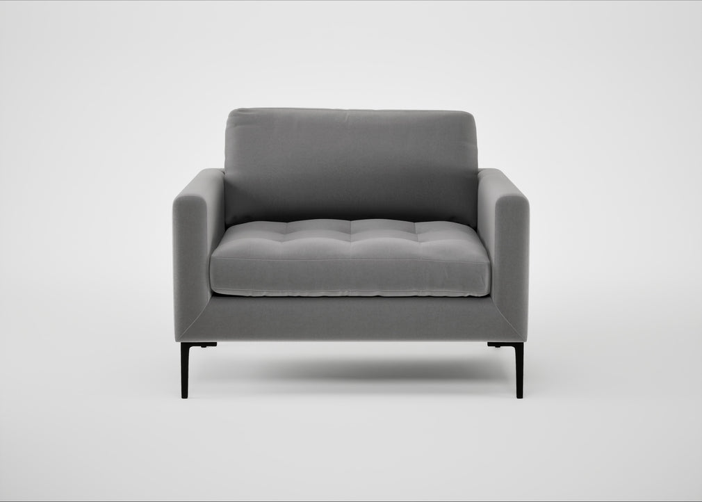 Eton Loveseat Smart Velvet Mercury / Black