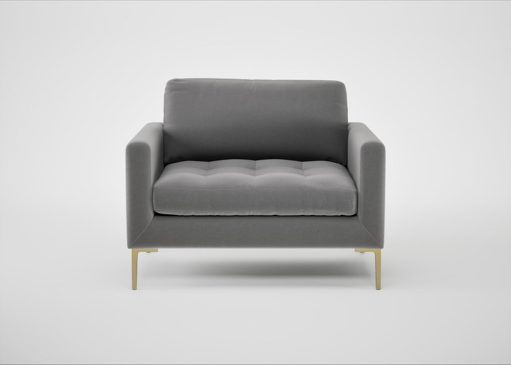 Eton Loveseat Smart Velvet Mercury / Brass