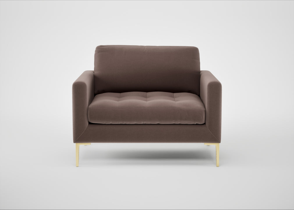 Eton Loveseat Smart Velvet Mouse / Brass