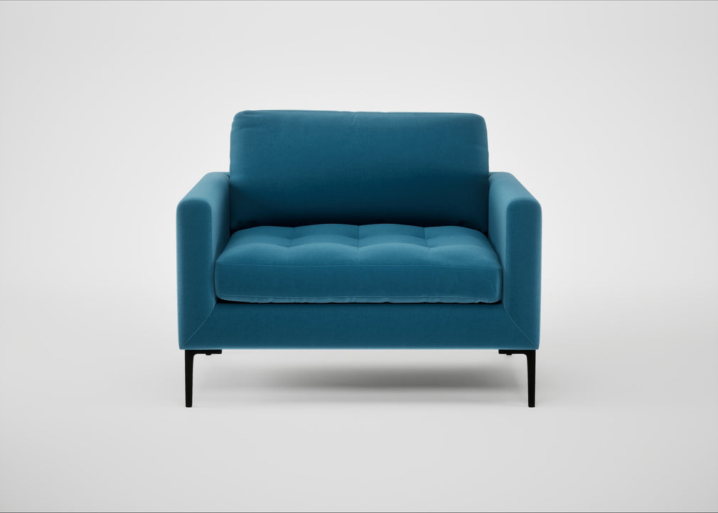 Eton Loveseat Smart Velvet Ocean Blue / Black