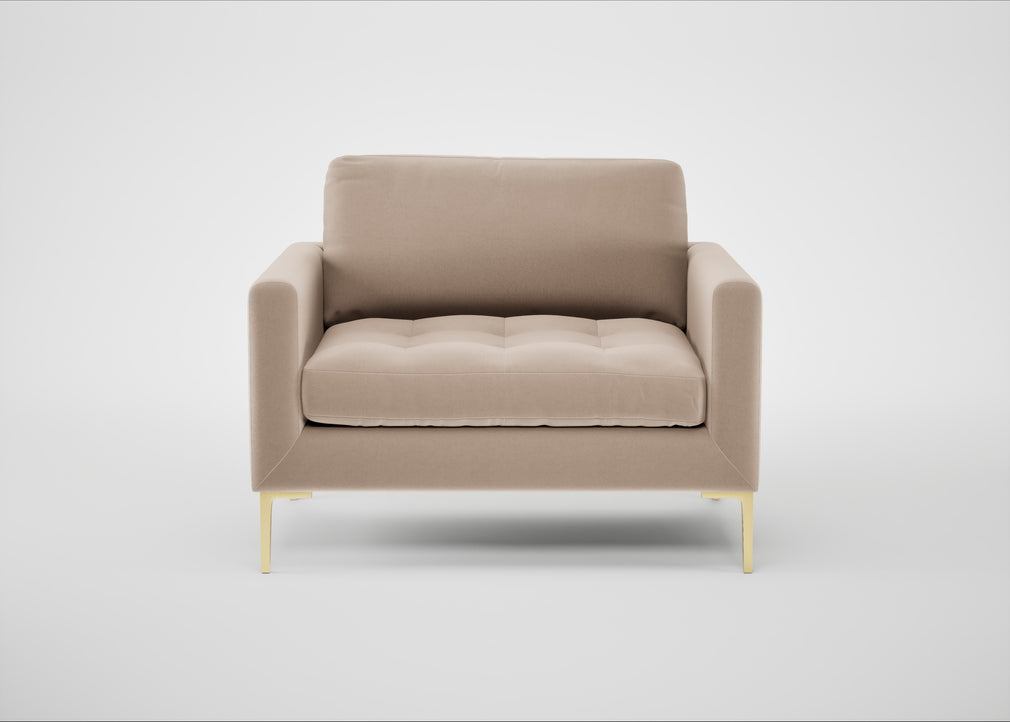 Eton Loveseat Smart Velvet Pebble / Brass