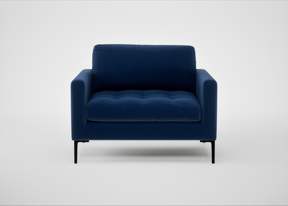 Eton Loveseat Cotton Velvet Midnight / Black