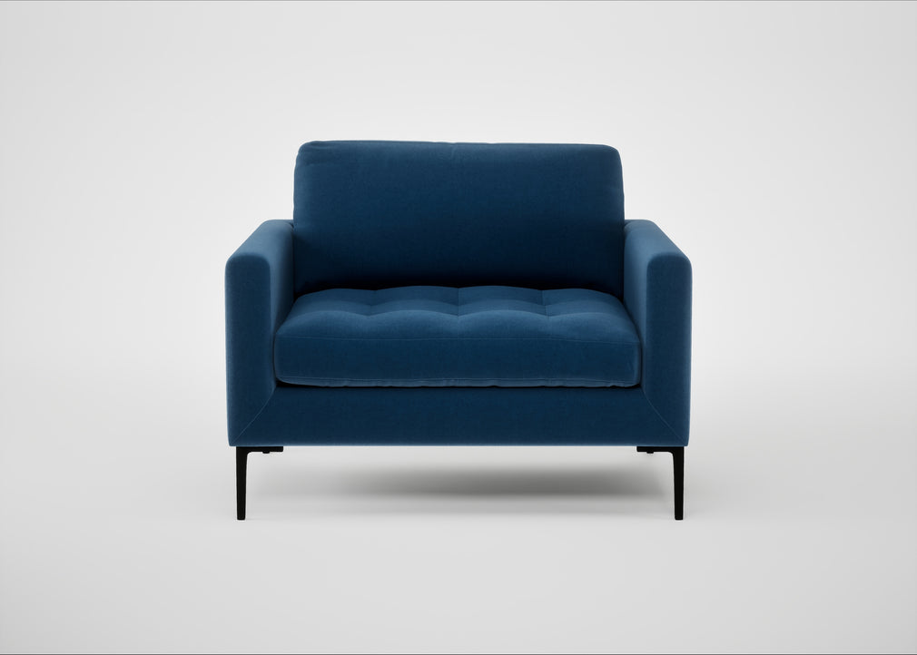 Eton Loveseat Cotton Velvet Petrol / Black