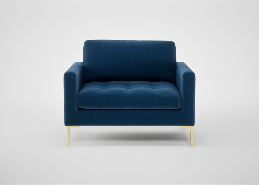 Eton Loveseat Cotton Velvet Petrol / Brass