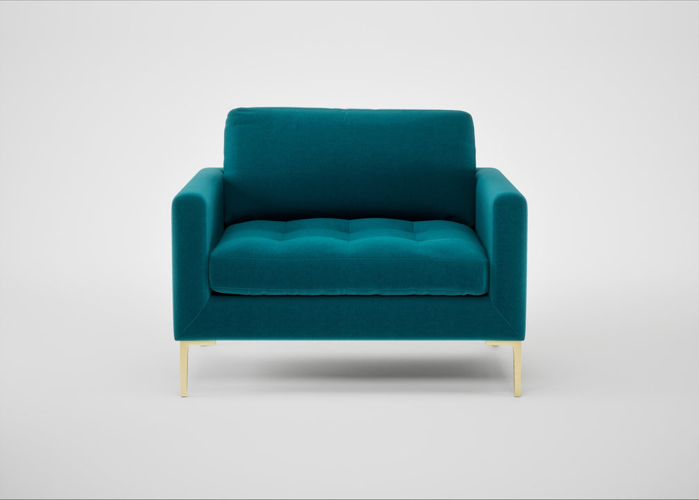 Eton Loveseat Cotton Velvet Teal / Brass