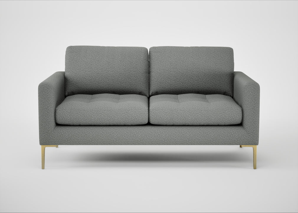 Eton 2 Seater Sofa Boucle Steel / Brass