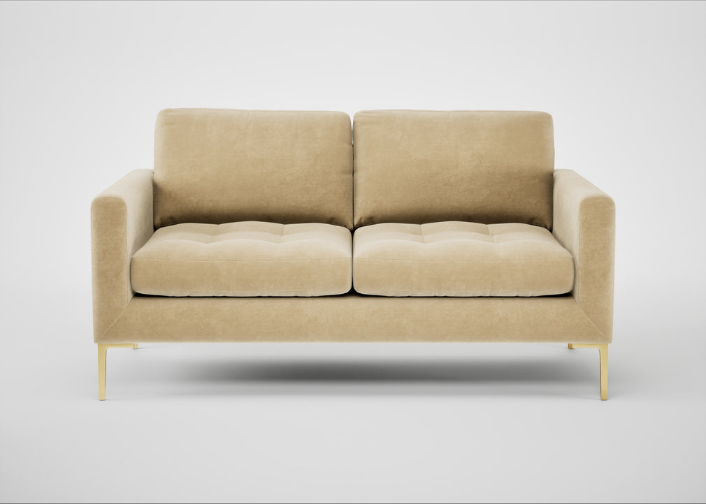 Eton 2 Seater Sofa Smart Luxe Velvet Biscuit / Brass