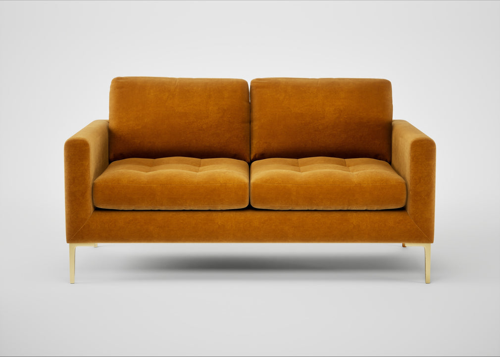 Eton 2 Seater Sofa Smart Luxe Velvet Cognac / Brass