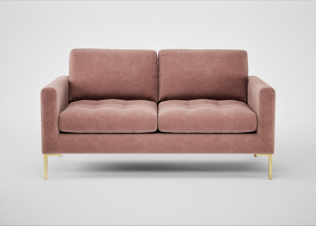Eton 2 Seater Sofa Smart Luxe Velvet Dusky Pink / Brass